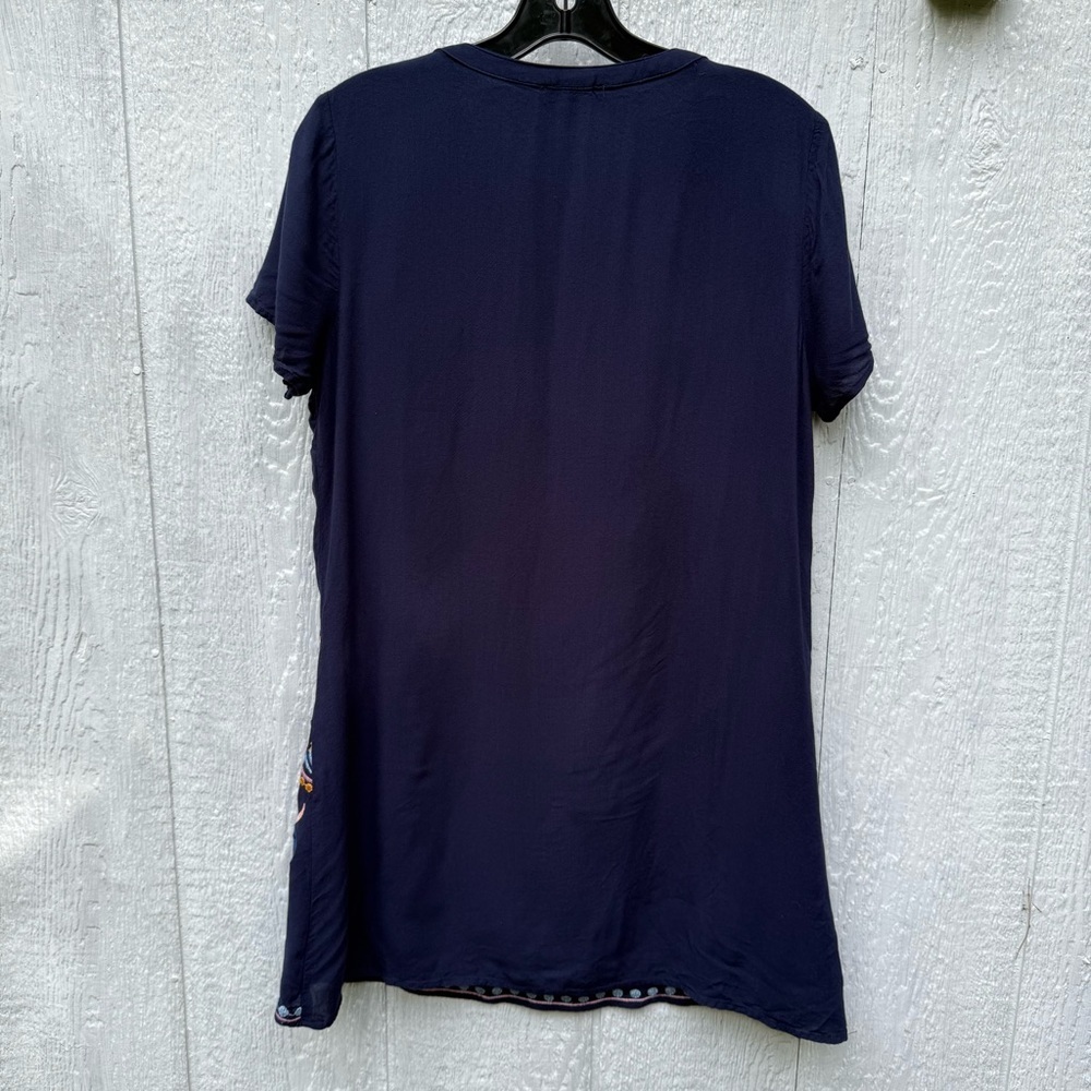 Skies Are Blue Women's Blue Embroidered Paisley Rayon Dress Cover-Up Lined M - Picture 4 of 7